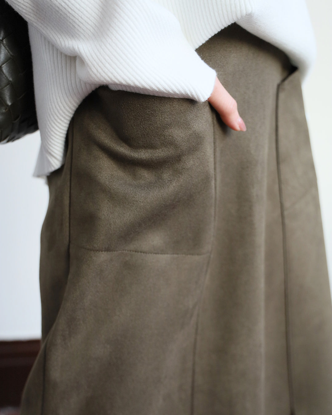 Faux Suede Midi Skirt (2 colors)