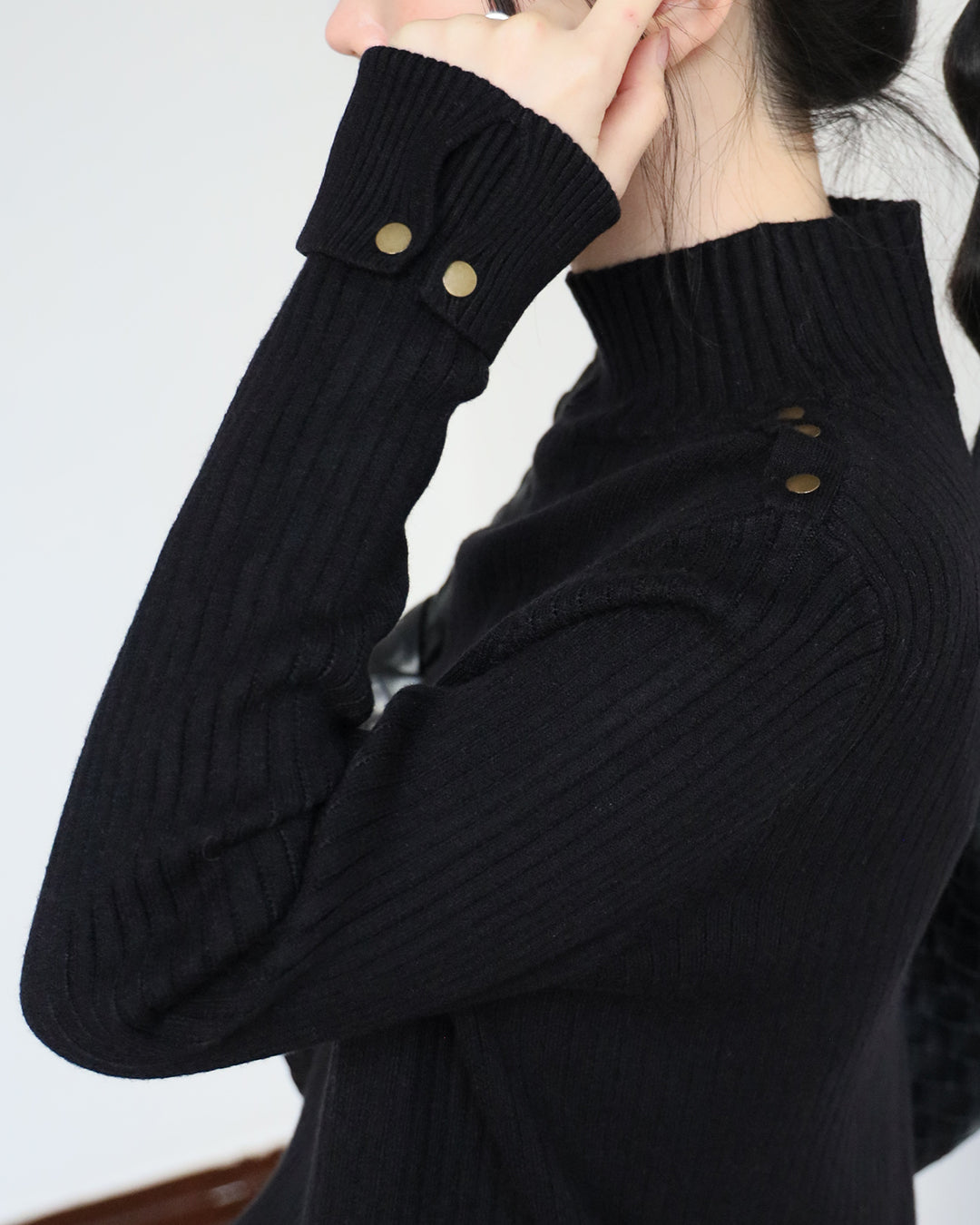 Studded Details Ribbed Top (4 colors)