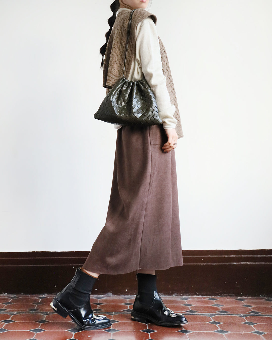 Faux Suede Midi Skirt (2 colors)