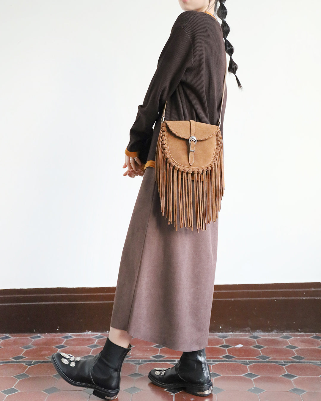 Faux Suede Midi Skirt (2 colors)