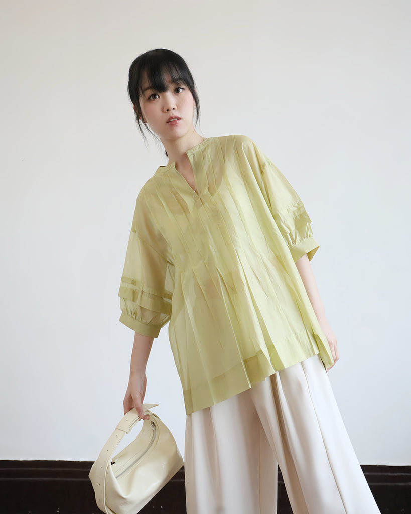 JAPAN BRAND - Pintuck Details Silky Blouse