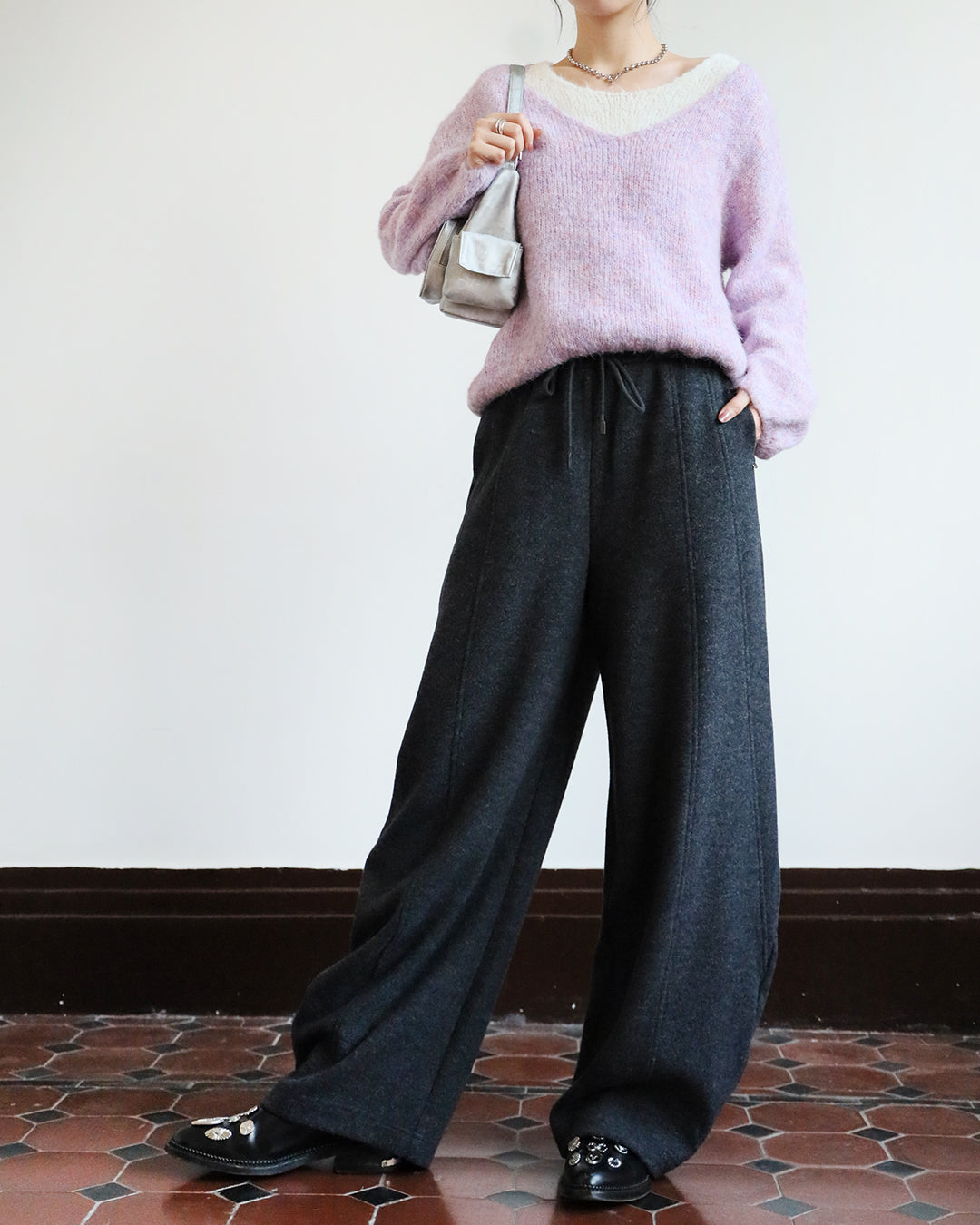 Wool-Blended Barrel Leg Pants (3 colors | Size S-XL)