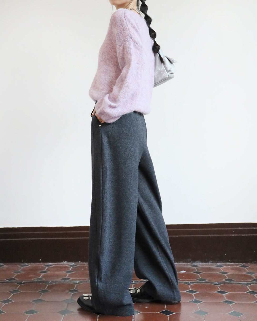 Wool-Blended Barrel Leg Pants (3 colors | Size S-XL)