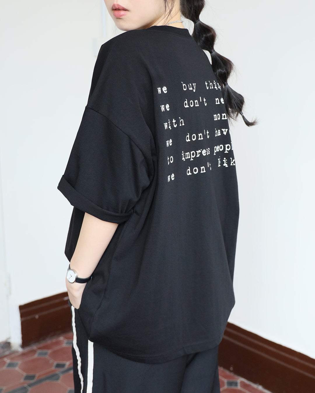 Double Collar Printed Tee (2 color)