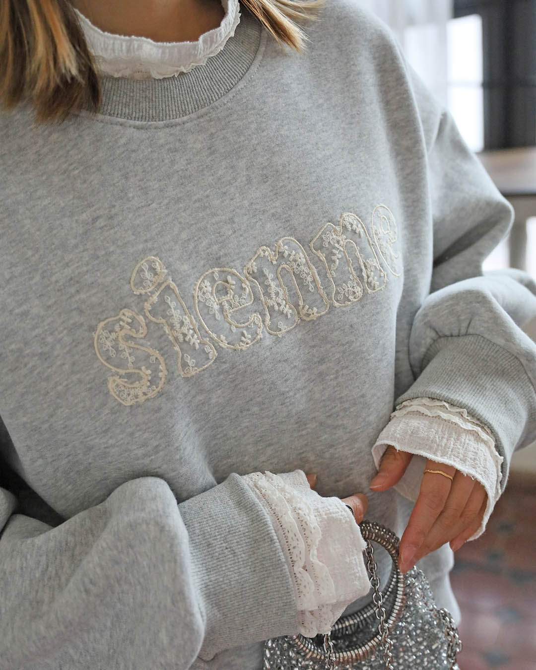 Lace Trimmed Sweatshirt