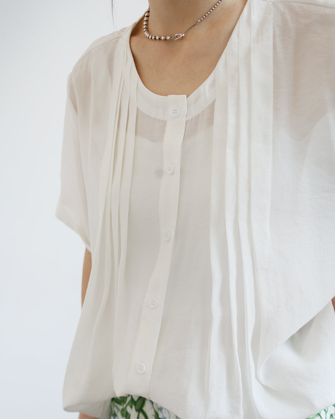 Pintuck Shirt with Mesh Hem (2 Colors)