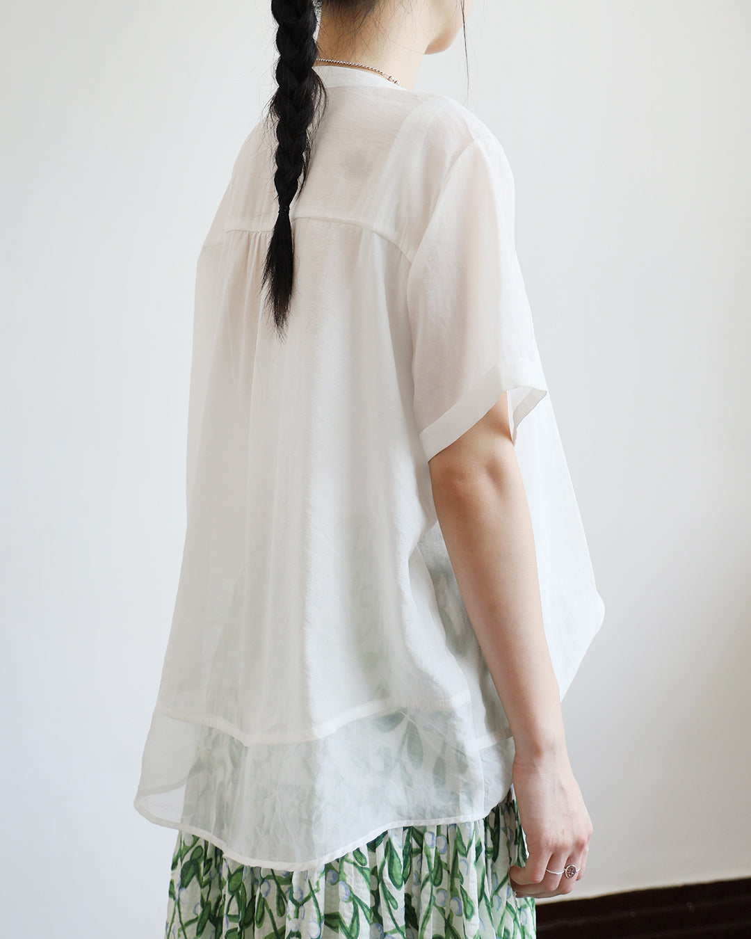 Pintuck Shirt with Mesh Hem (2 Colors)