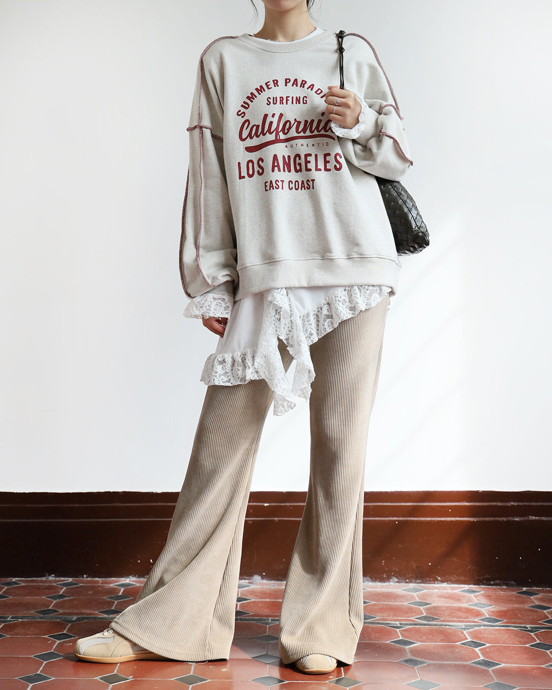 Asymmetric Lace Trim Top