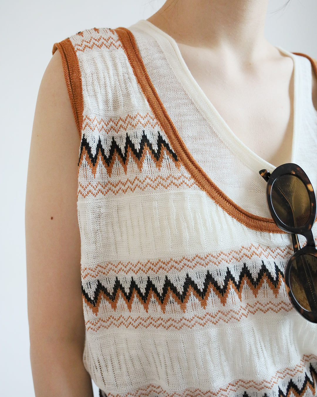 Ethnic Pattern Vest w/ Belt