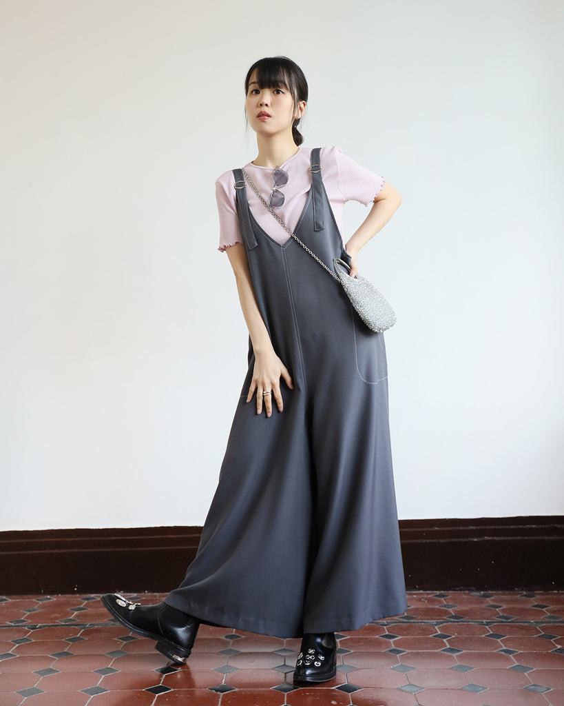 V-neck Wide Leg Jumpsuit (2 color)