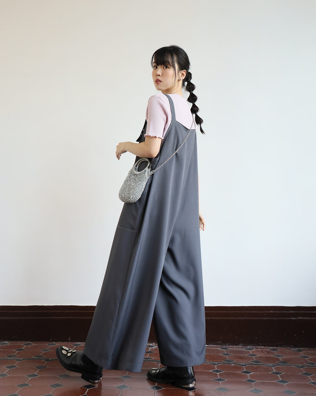 V-neck Wide Leg Jumpsuit (2 color)