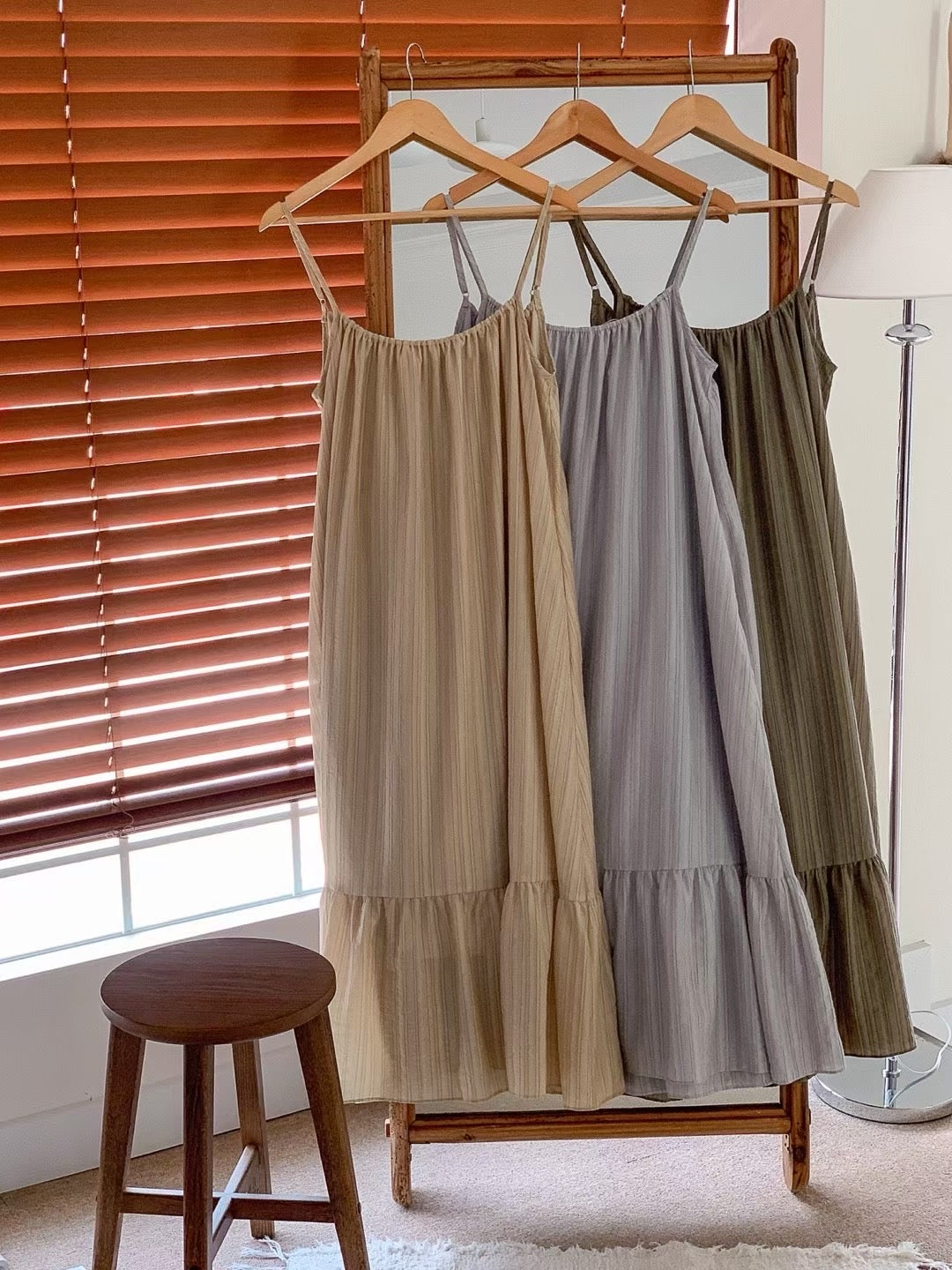 Texture Fabric Peplum Hem Cami Dress