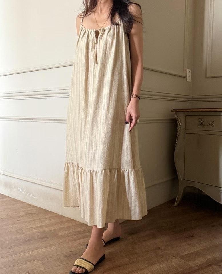 Texture Fabric Peplum Hem Cami Dress