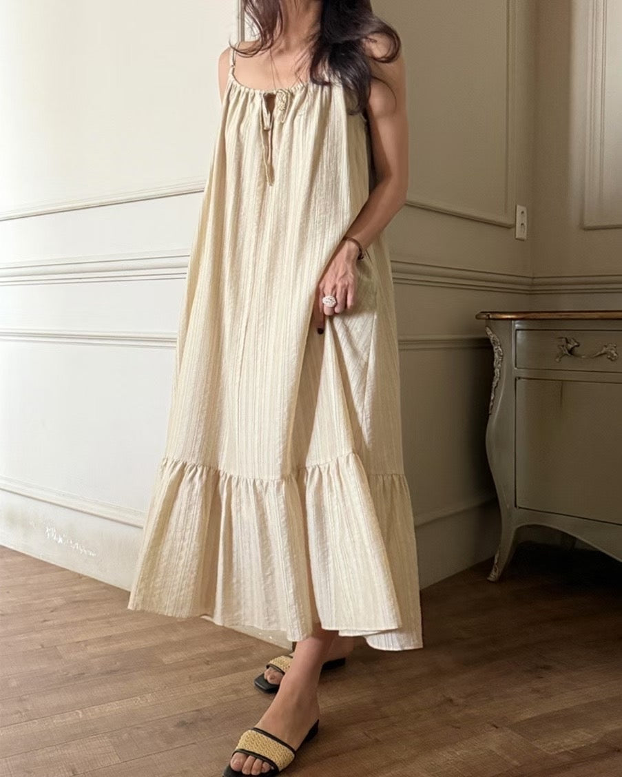 Texture Fabric Peplum Hem Cami Dress