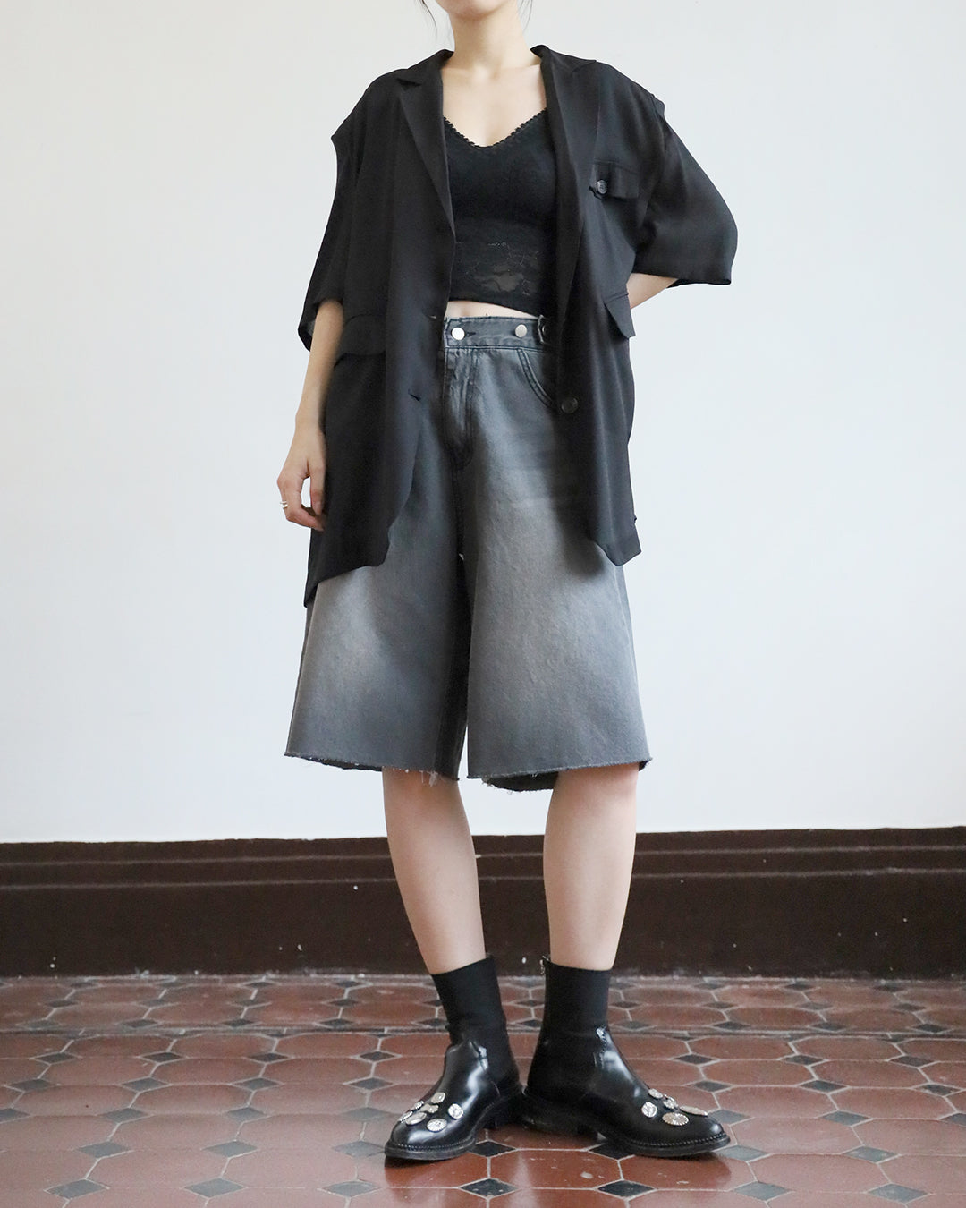 Mid Length Denim Shorts
