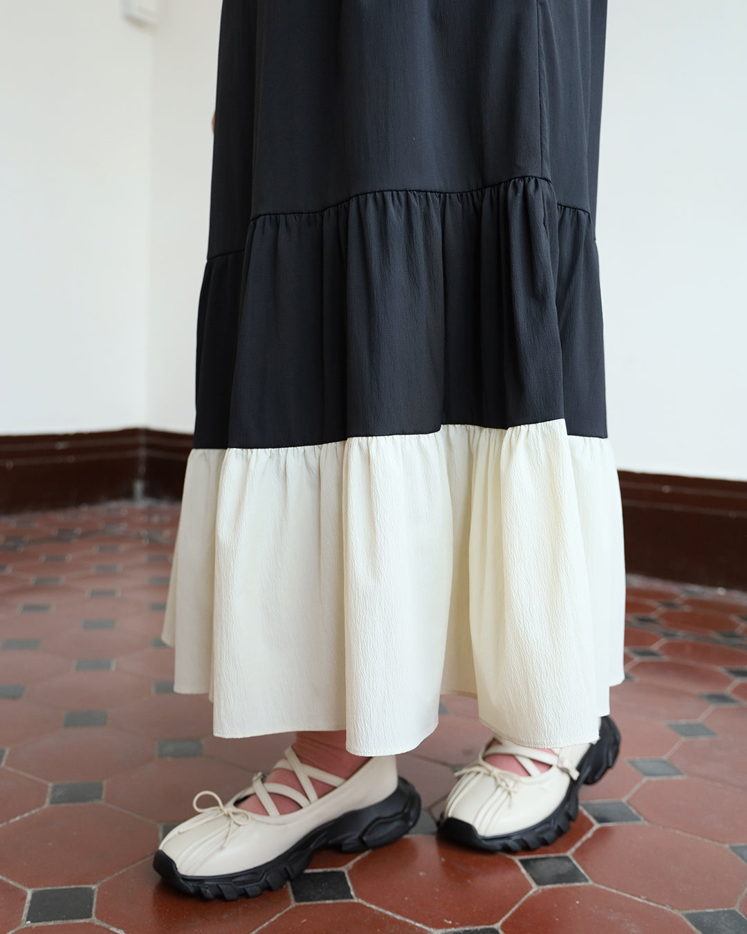 Square Collar 2-Tone Dress