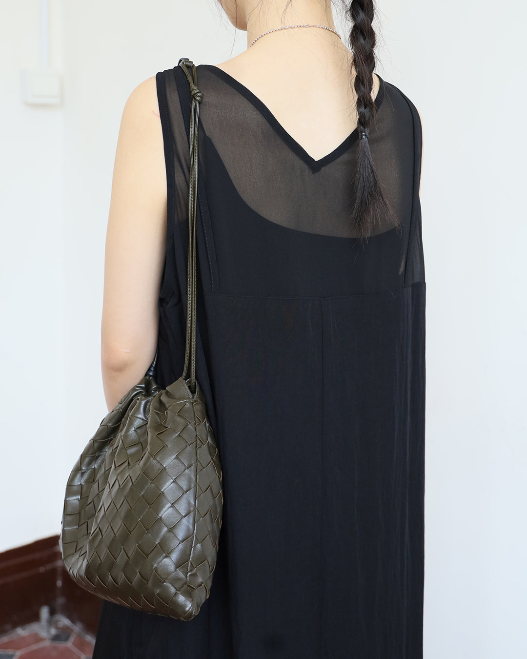 Chiffon-Spliced Lace Trim Tank Dress