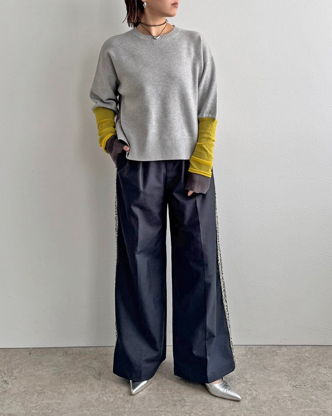 Japan Brand - Contrast Cuff Knit Top (2 Colors)