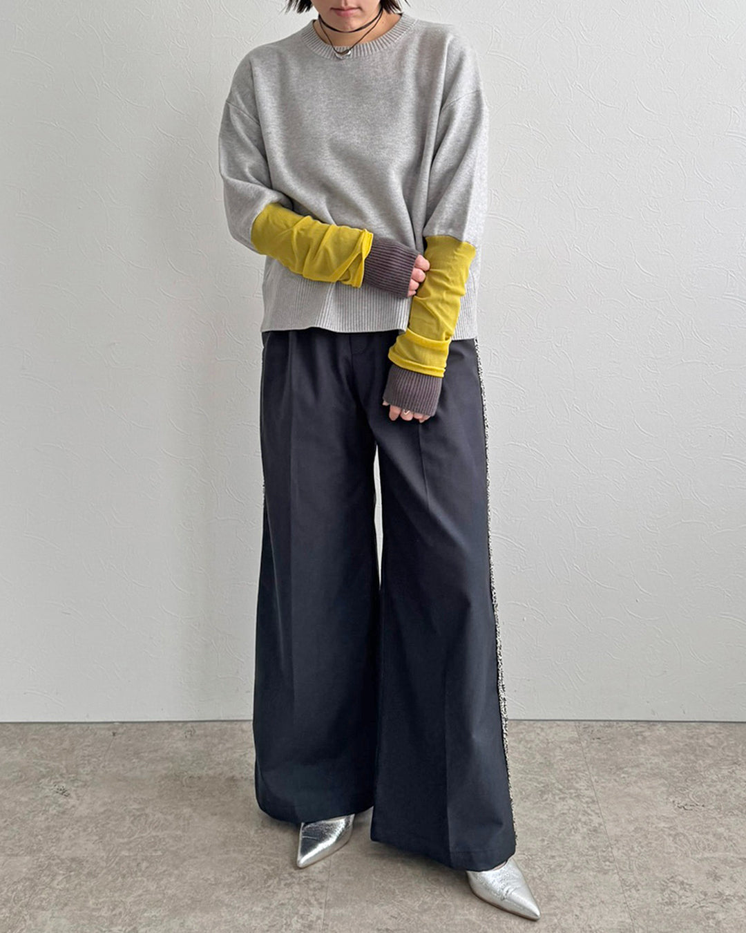 Japan Brand - Contrast Cuff Knit Top (2 Colors)