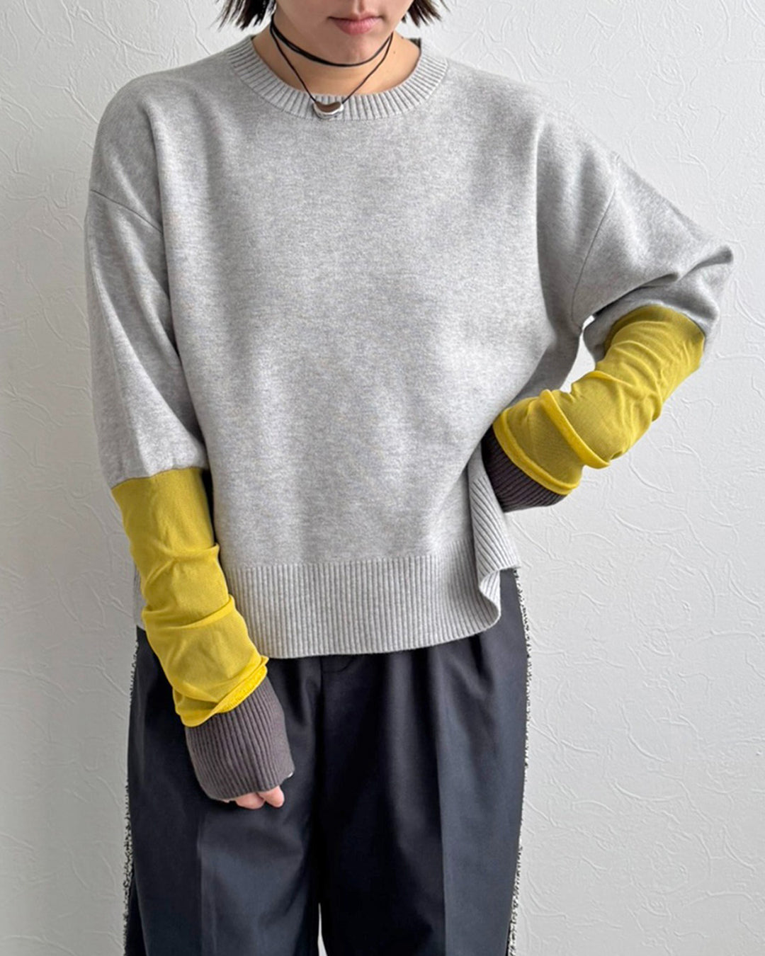 Japan Brand - Contrast Cuff Knit Top (2 Colors)