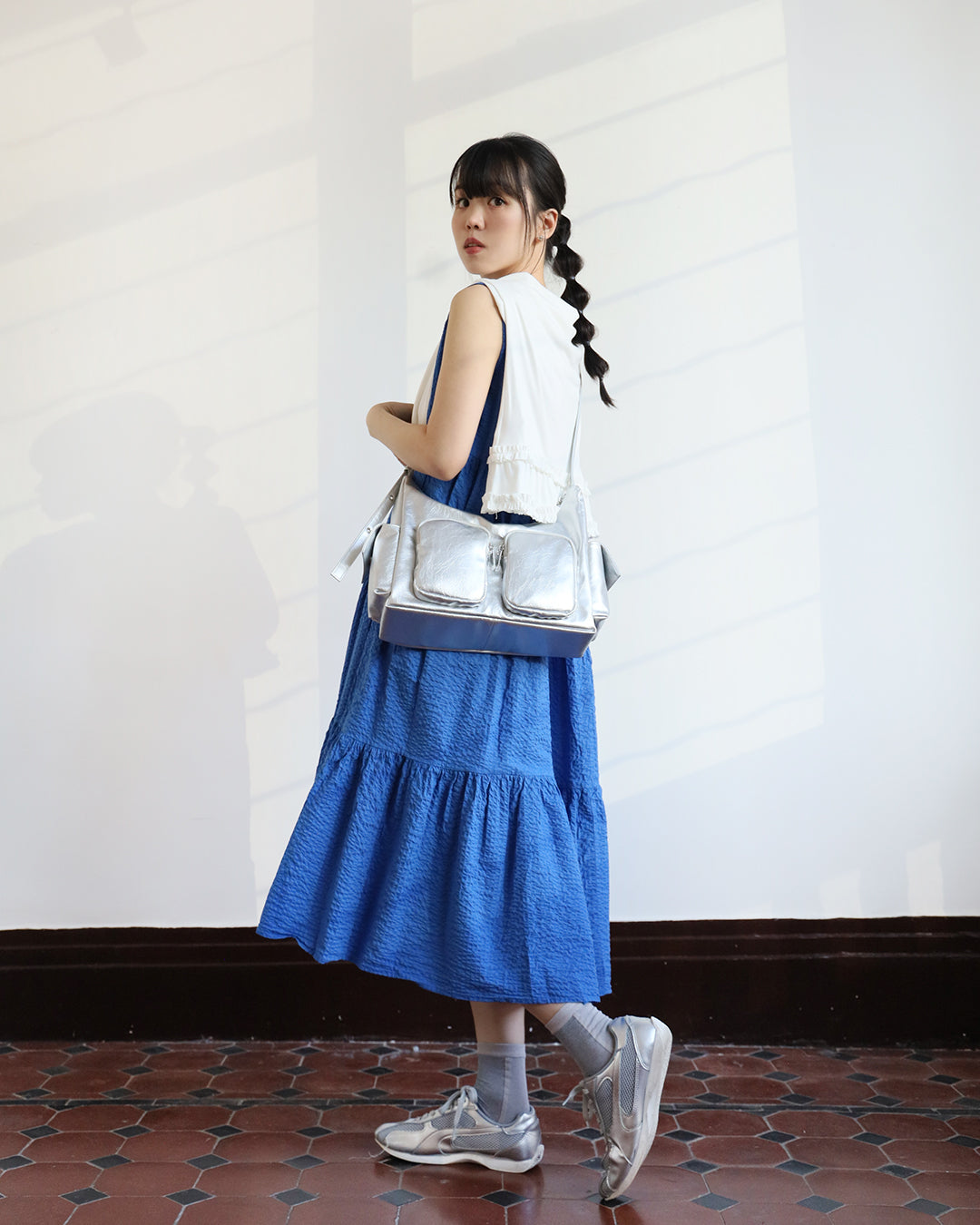 Japan Brand-Crinkle Fabric Tiered Dress