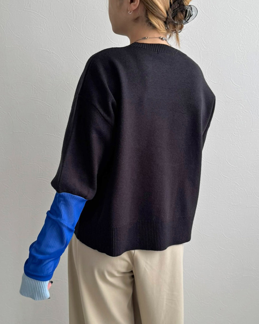 Japan Brand - Contrast Cuff Knit Top (2 Colors)