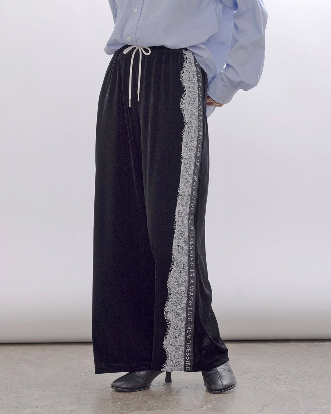 Japan Brand - Velvet Pants w/ Lace Trim (2 Colors)