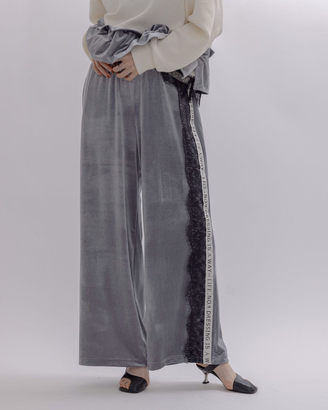 Japan Brand - Velvet Pants w/ Lace Trim (2 Colors)