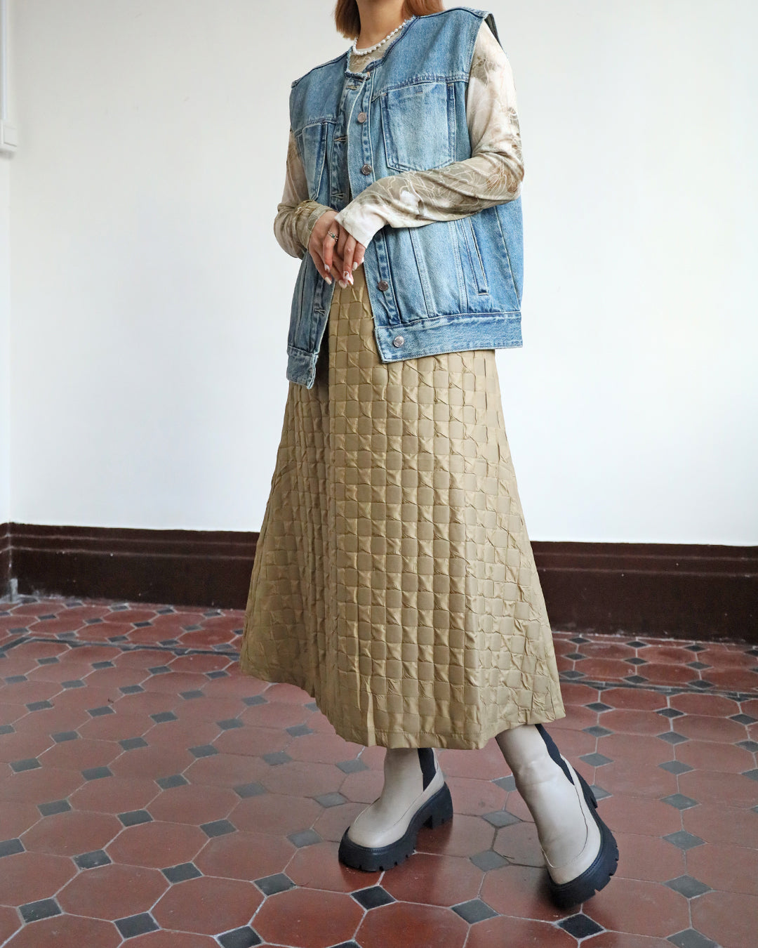 Checker Midi Skirt (3 color)