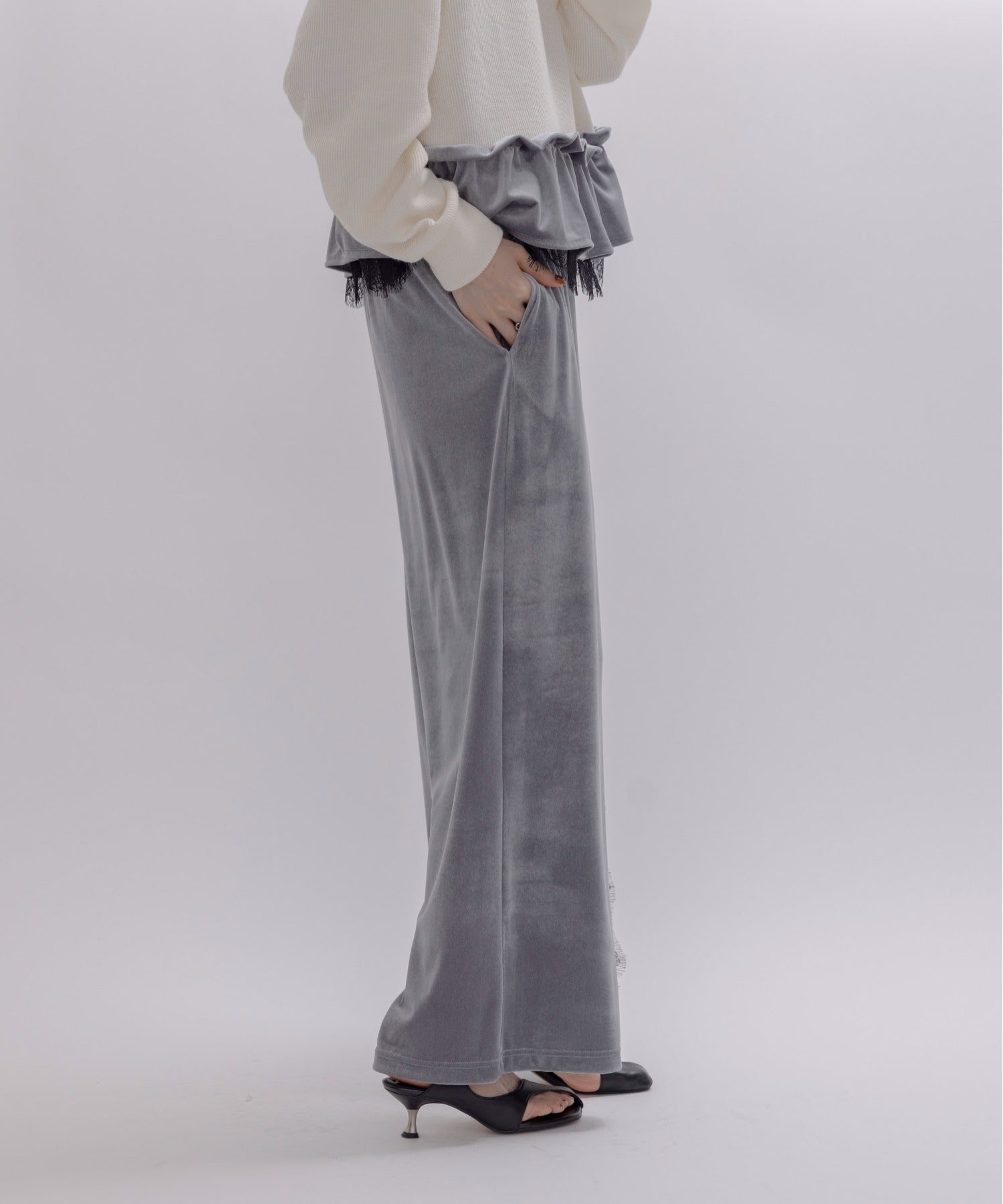 Japan Brand - Velvet Pants w/ Lace Trim (2 Colors)