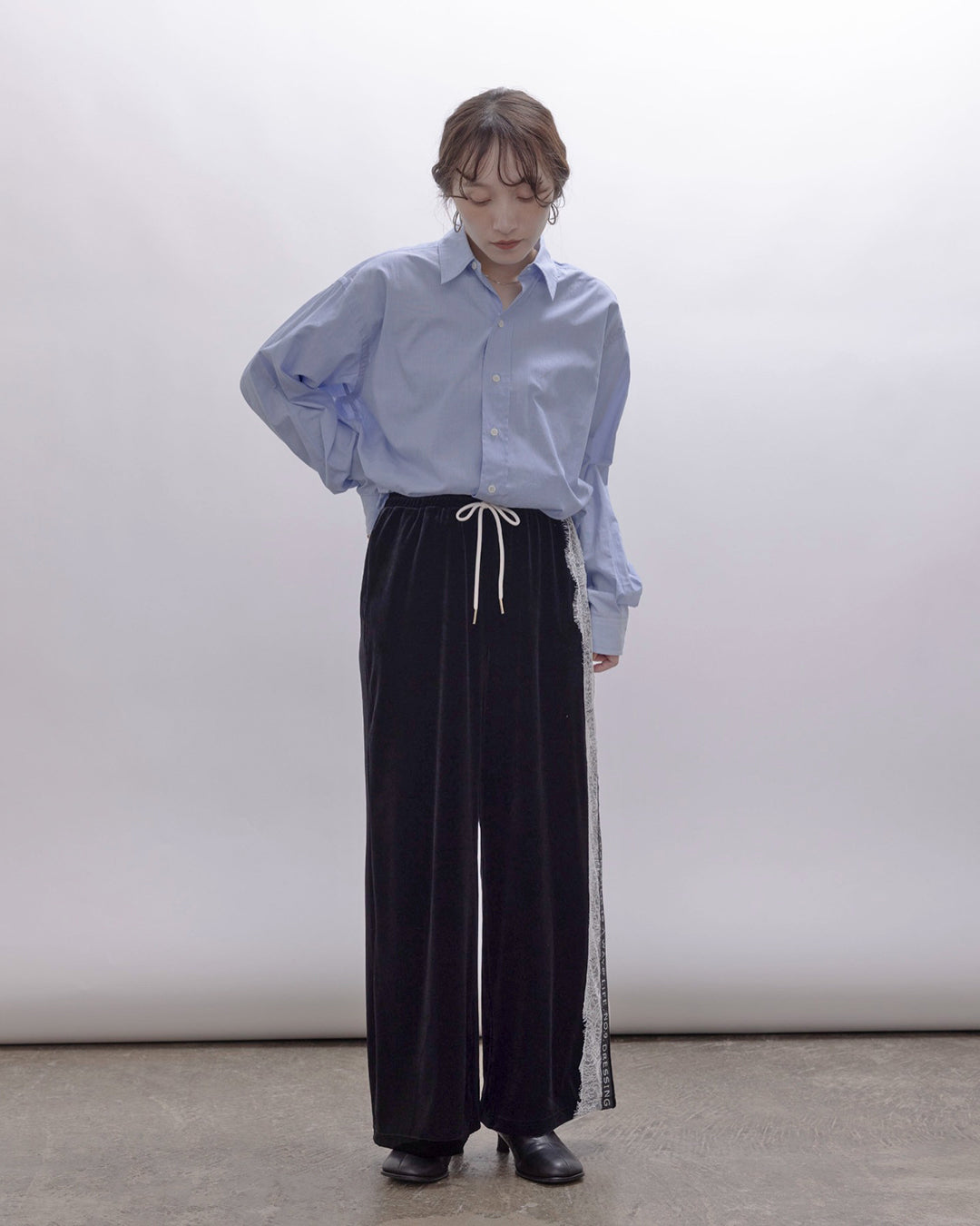 Japan Brand - Velvet Pants w/ Lace Trim (2 Colors)
