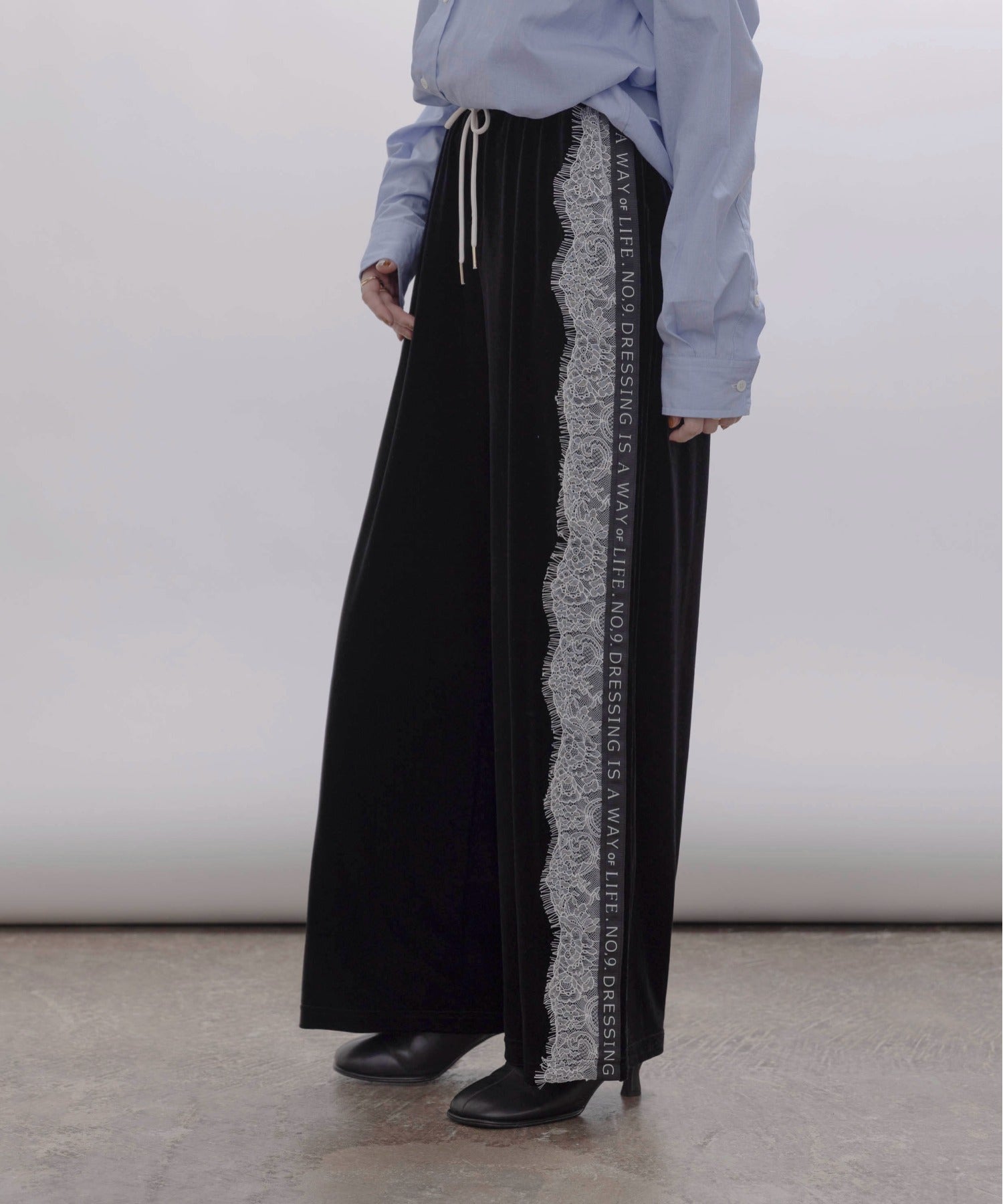 Japan Brand - Velvet Pants w/ Lace Trim (2 Colors)