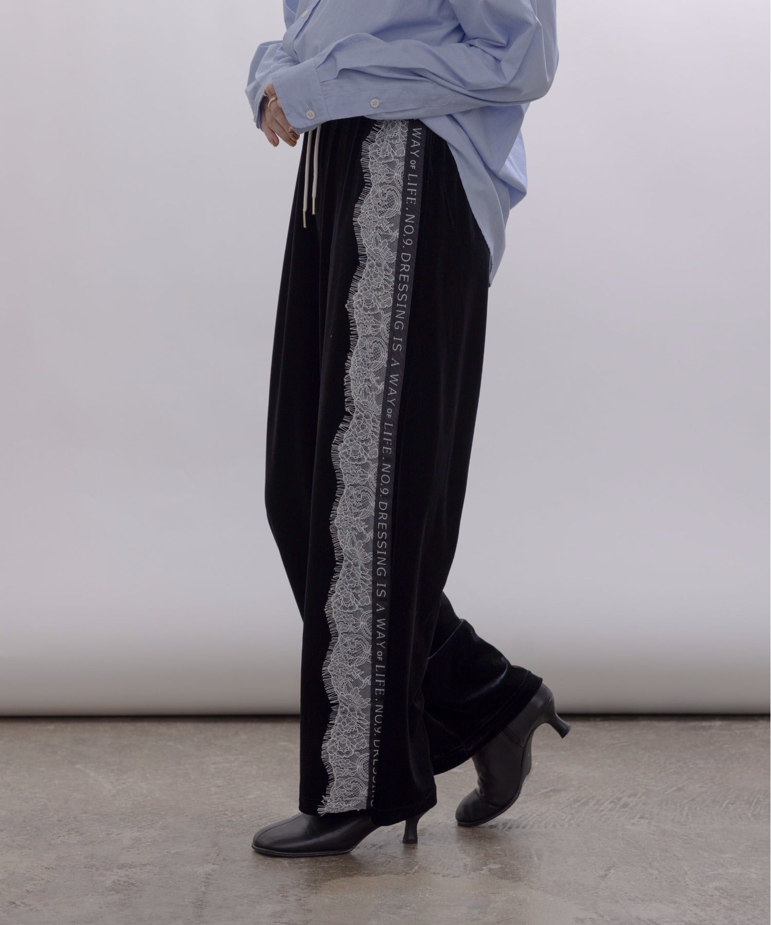 Japan Brand - Velvet Pants w/ Lace Trim (2 Colors)