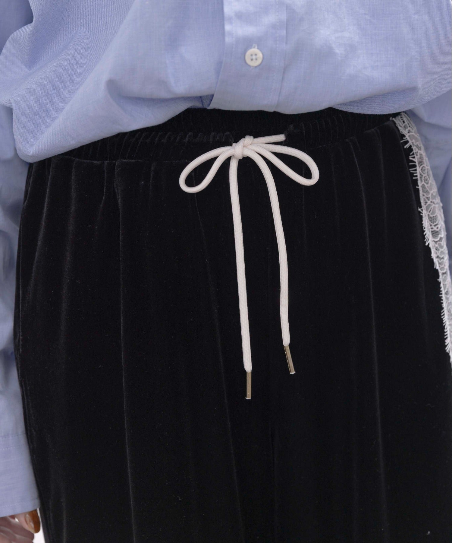 Japan Brand - Velvet Pants w/ Lace Trim (2 Colors)