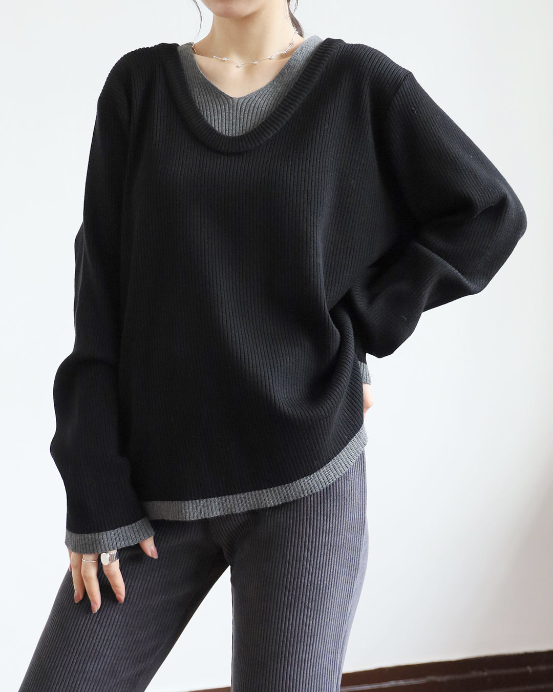 Contrast Trim Ribbed Top (4 colors)