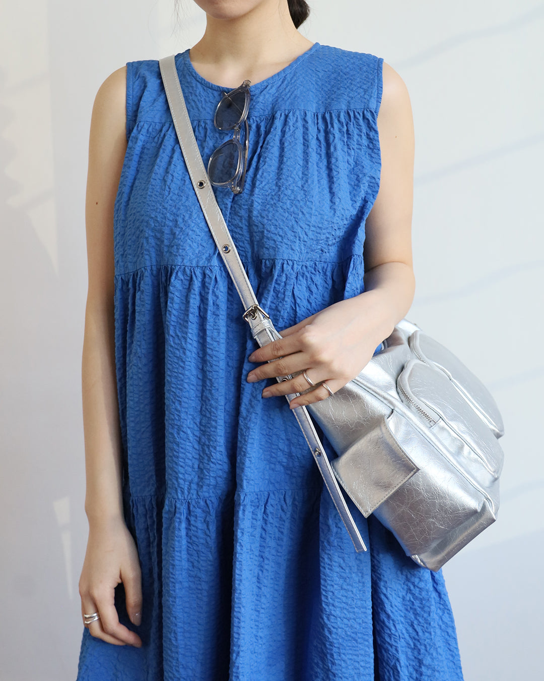 Japan Brand-Crinkle Fabric Tiered Dress