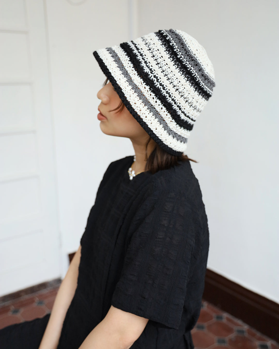 Striped Crochet Bucket Hat