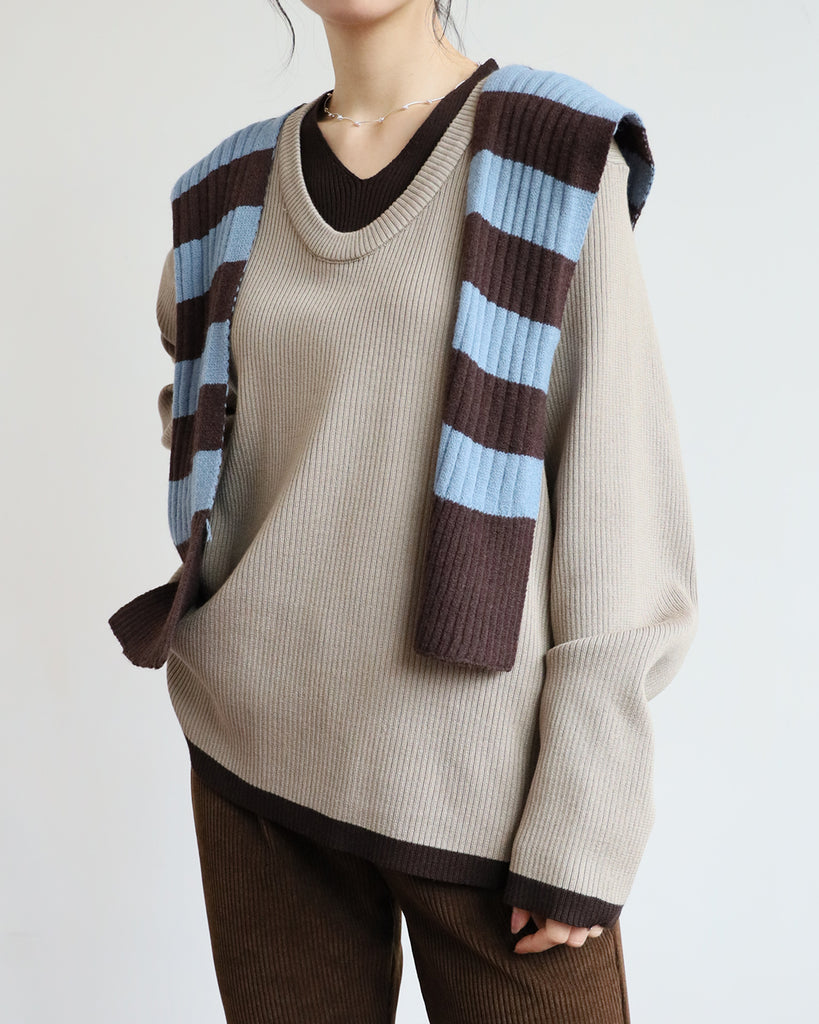 Contrast Trim Ribbed Top (4 colors)