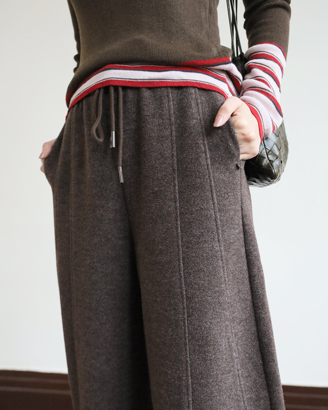 Wool-Blended Barrel Leg Pants (3 colors | Size S-XL)