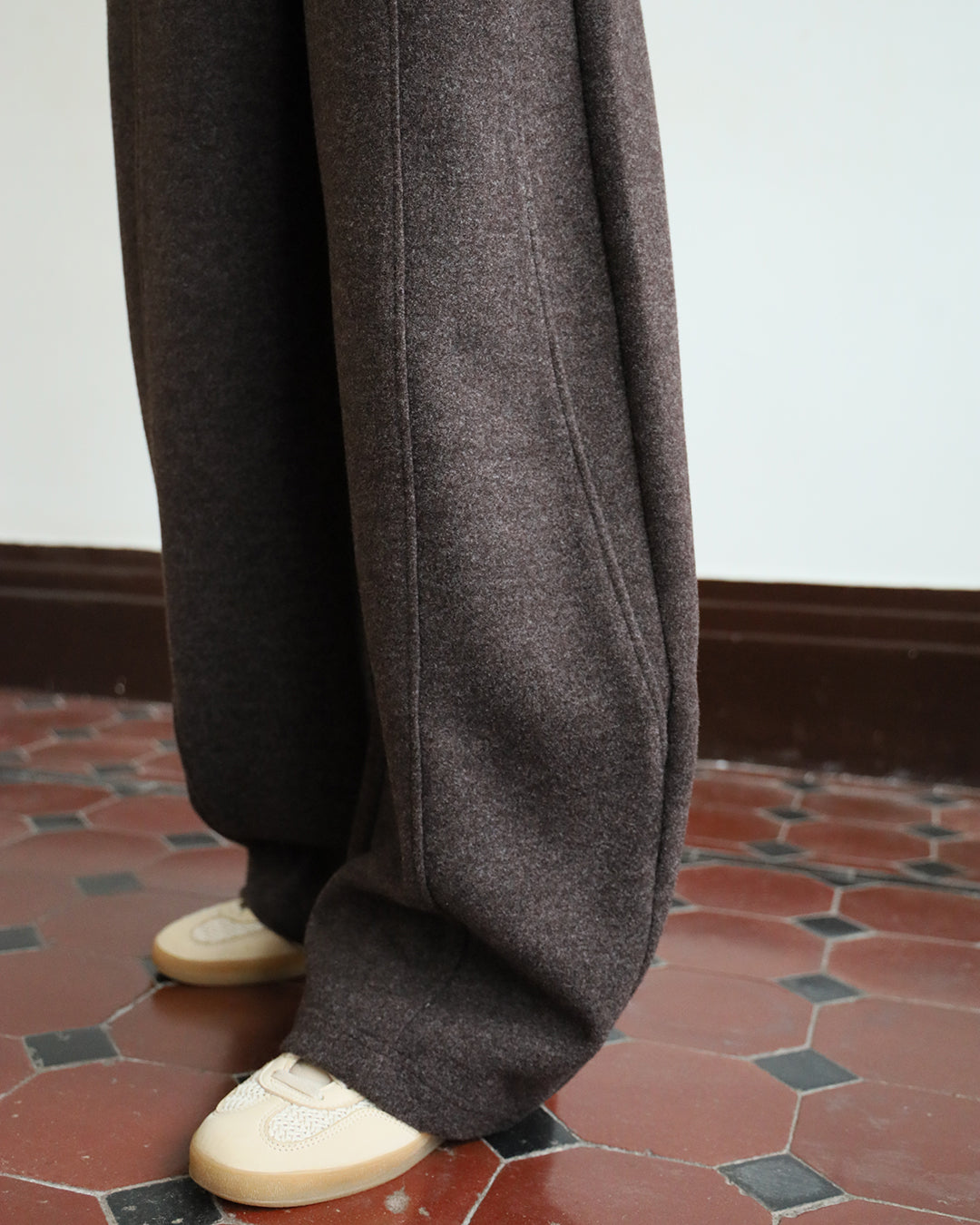 Wool-Blended Barrel Leg Pants (3 colors | Size S-XL)