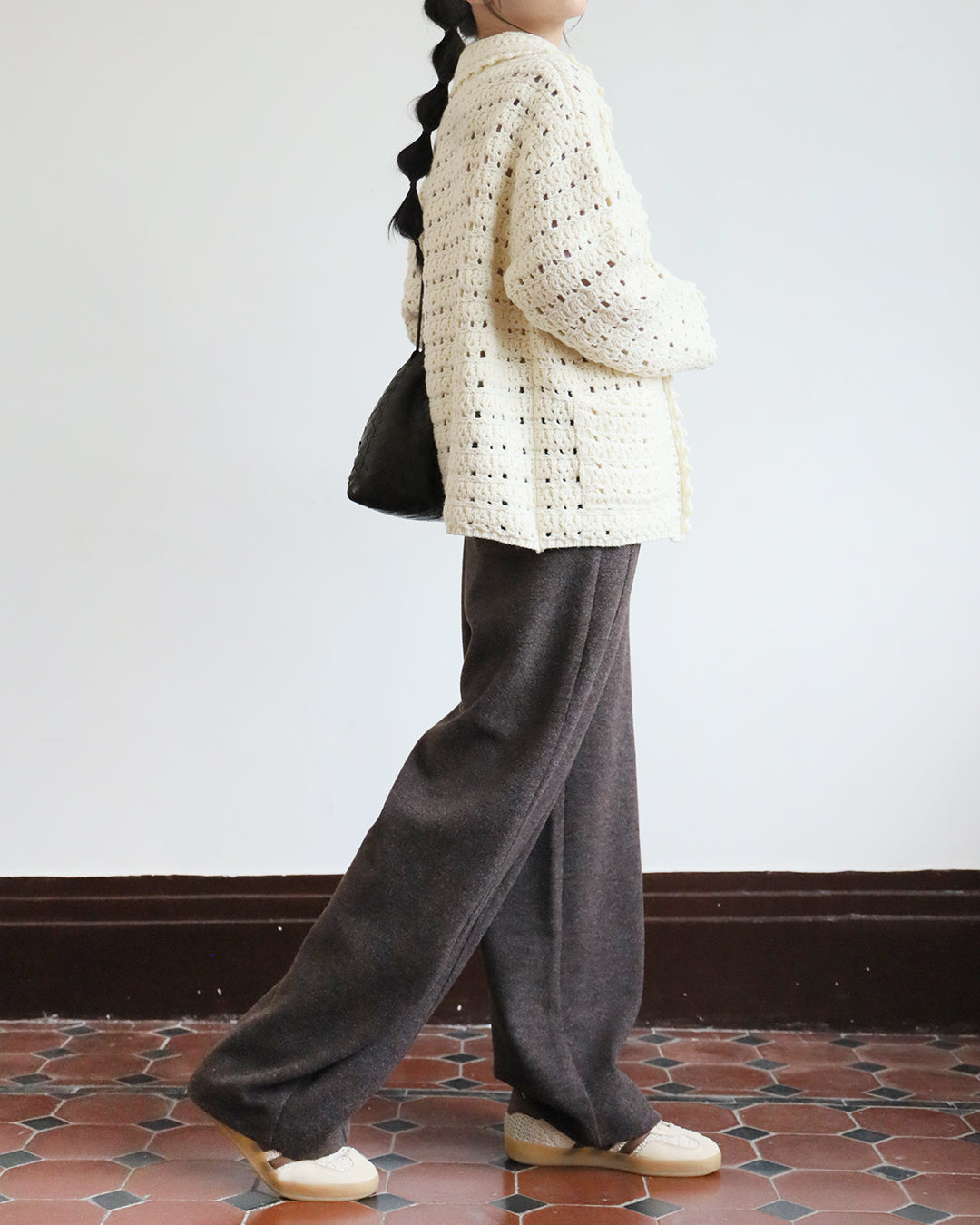 Wool-Blended Barrel Leg Pants (3 colors | Size S-XL)