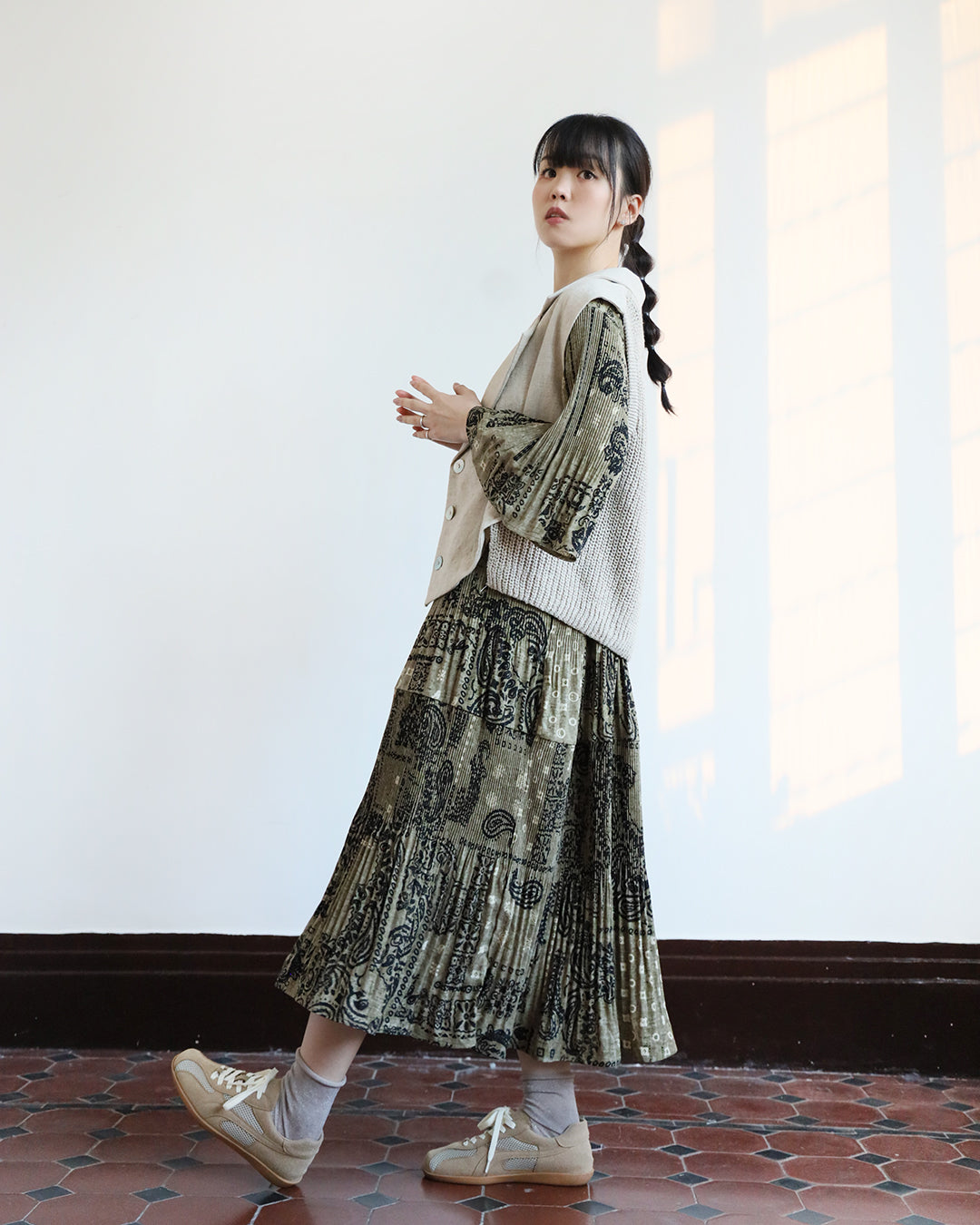 Japan Brand - Paisley Pleated Dress