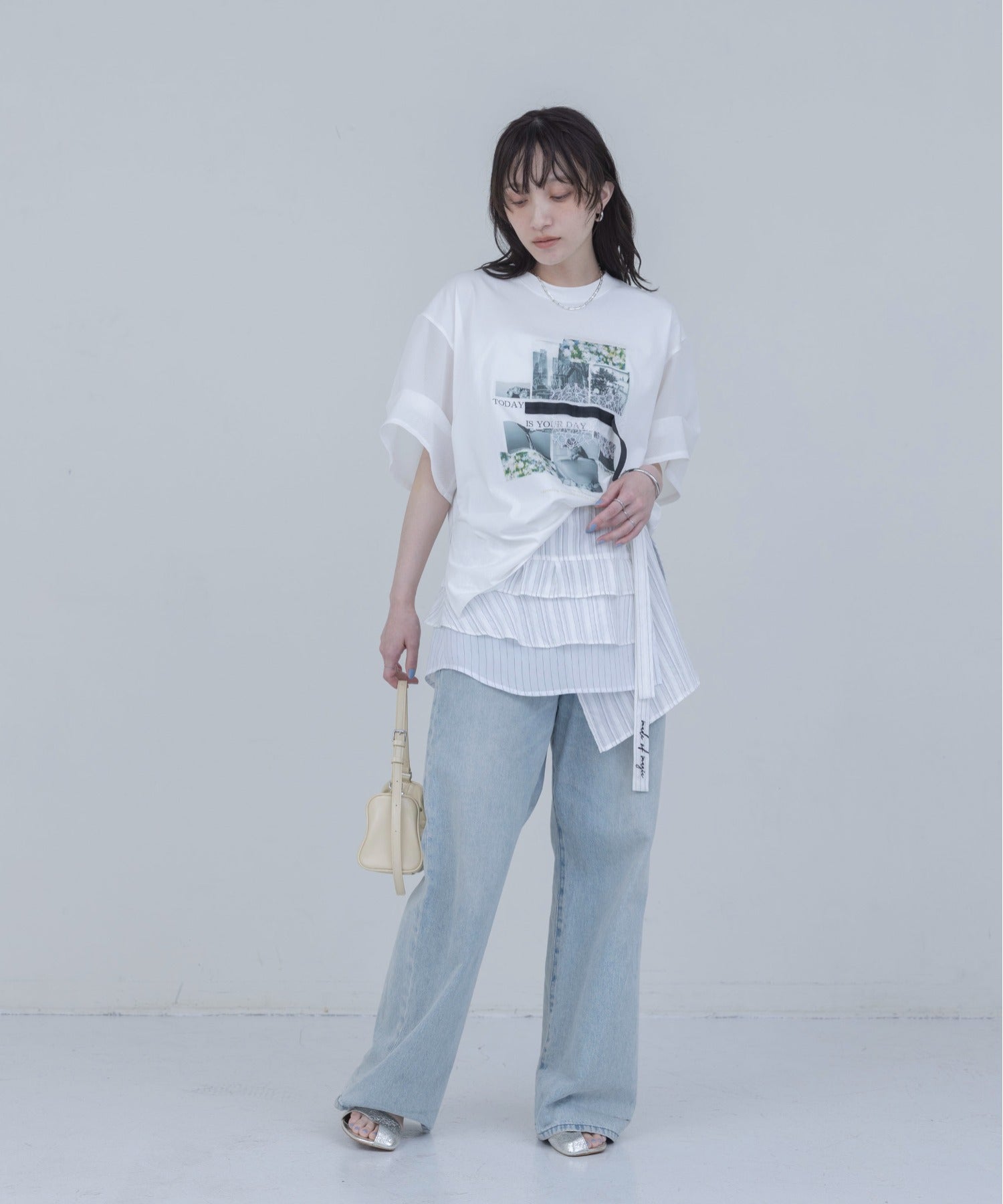 Japan Brand - Photo Colleage Print Mesh Sleeve T-Shirt (2 colors)