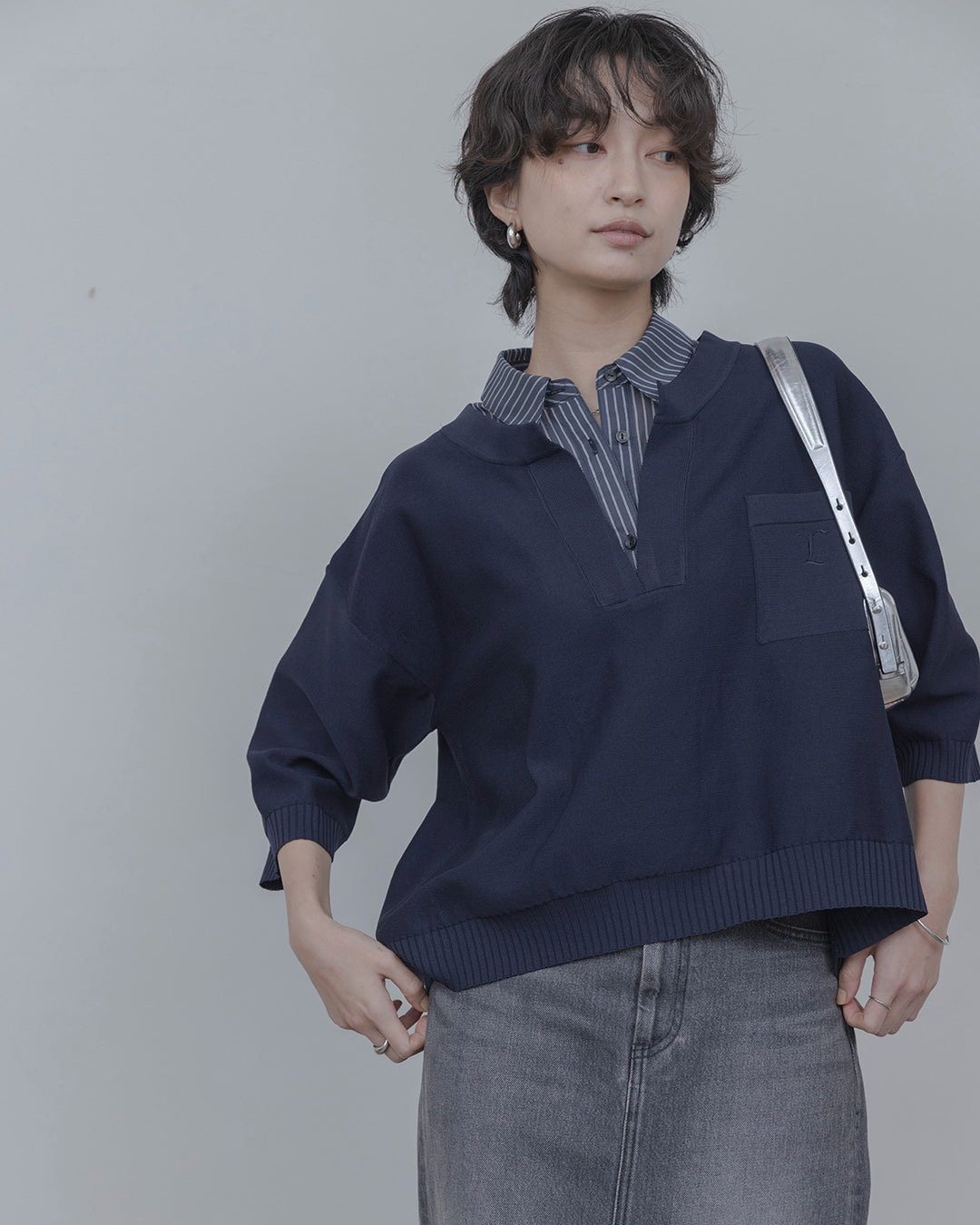 Japan Brand - Shirt Layered Knit Top