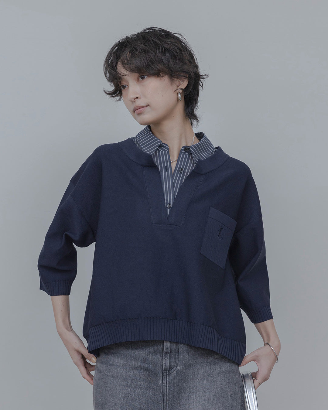Japan Brand - Shirt Layered Knit Top