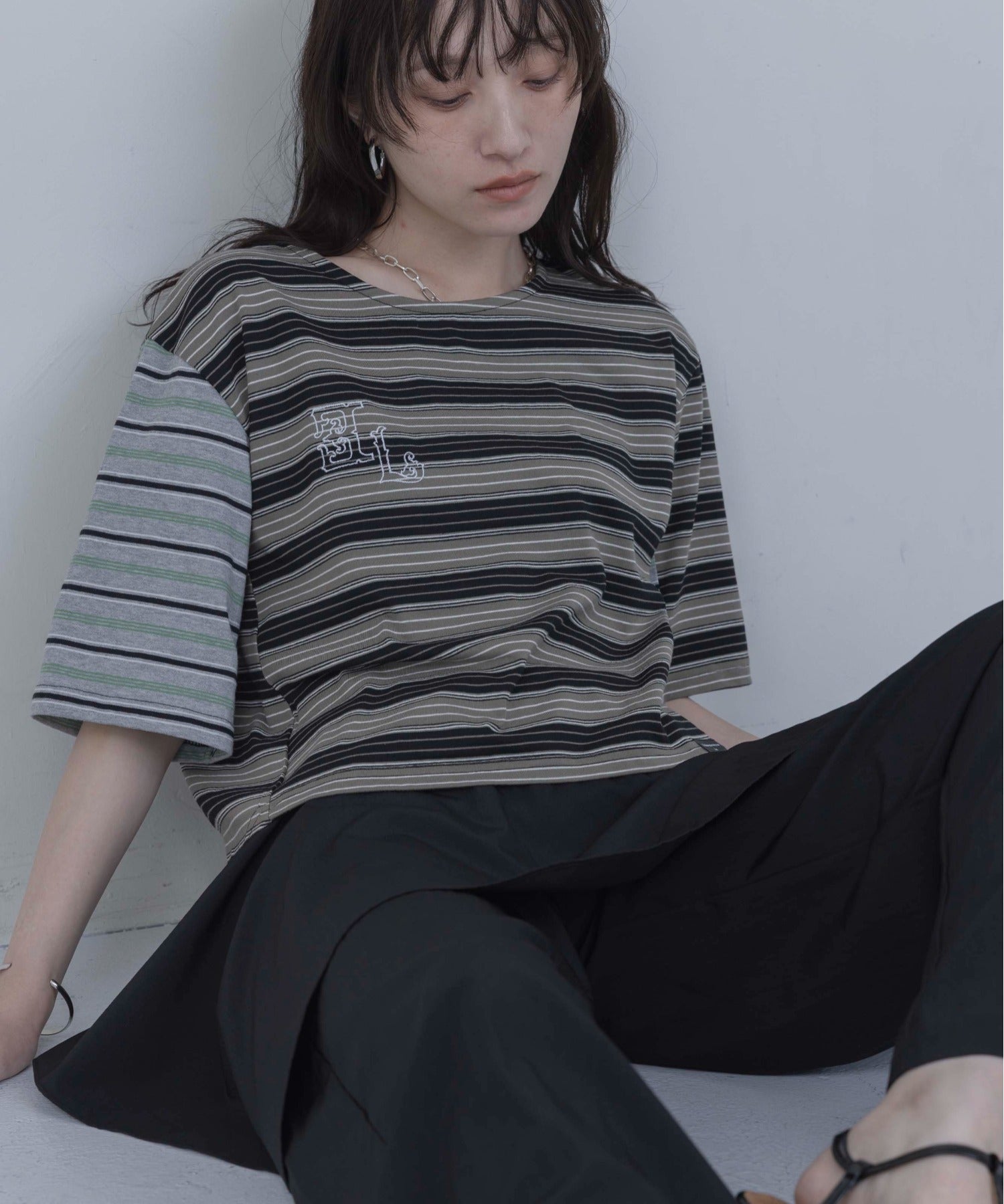 Japan Brand - Border Patchwork Encropped T-Shirt (3 colors)