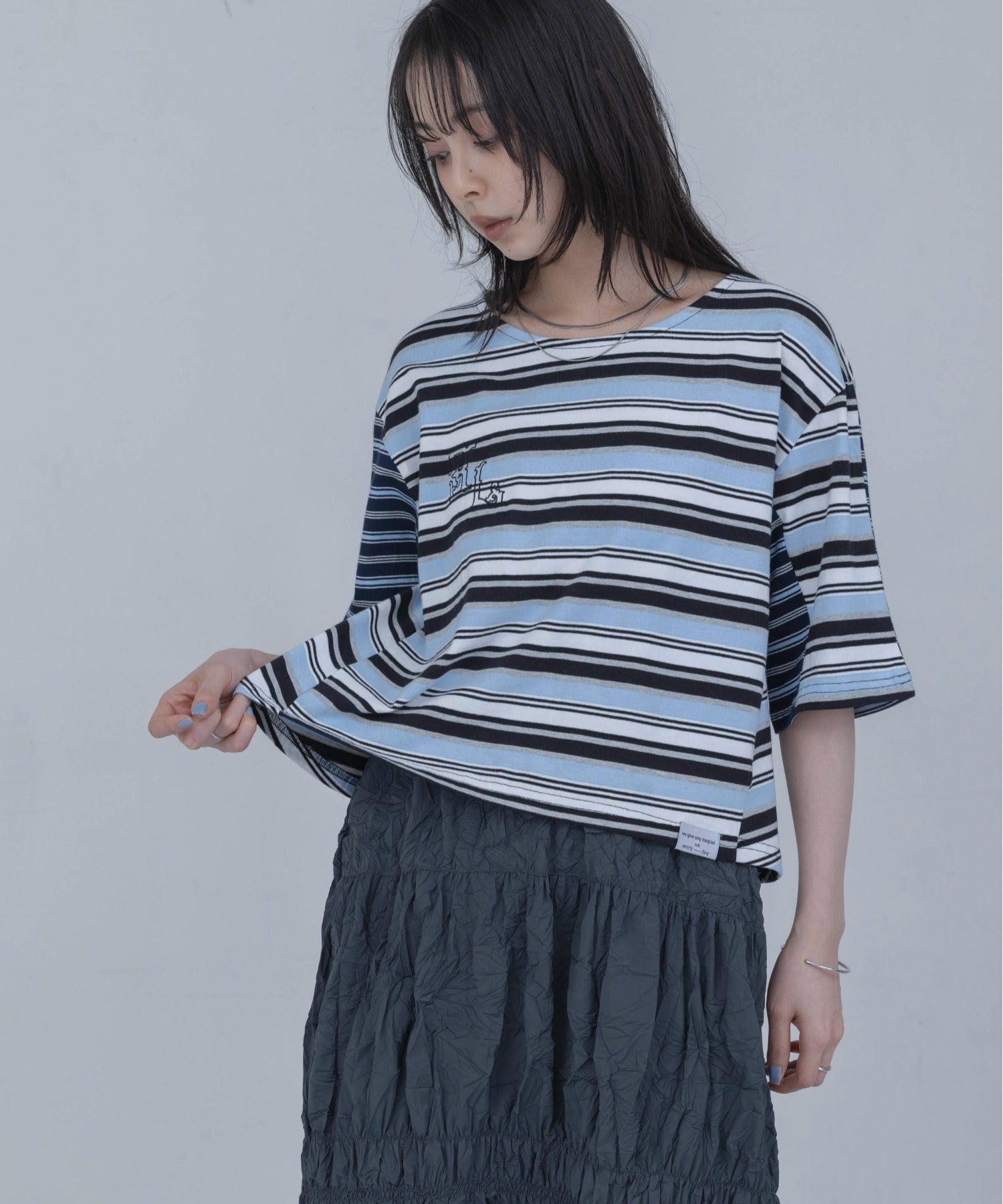 Japan Brand - Border Patchwork Encropped T-Shirt (3 colors)