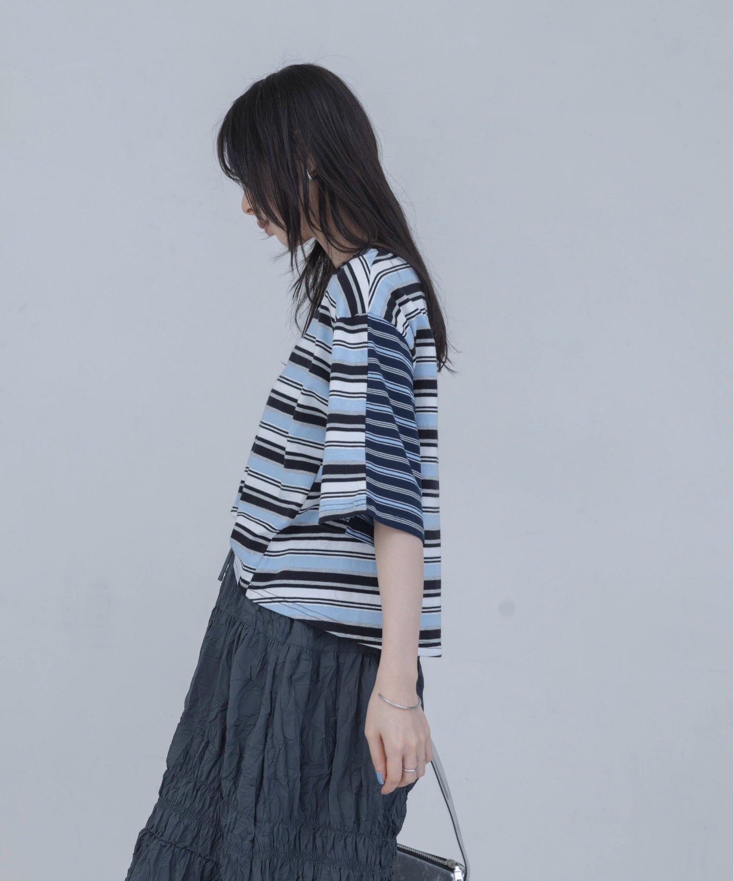 Japan Brand - Border Patchwork Encropped T-Shirt (3 colors)