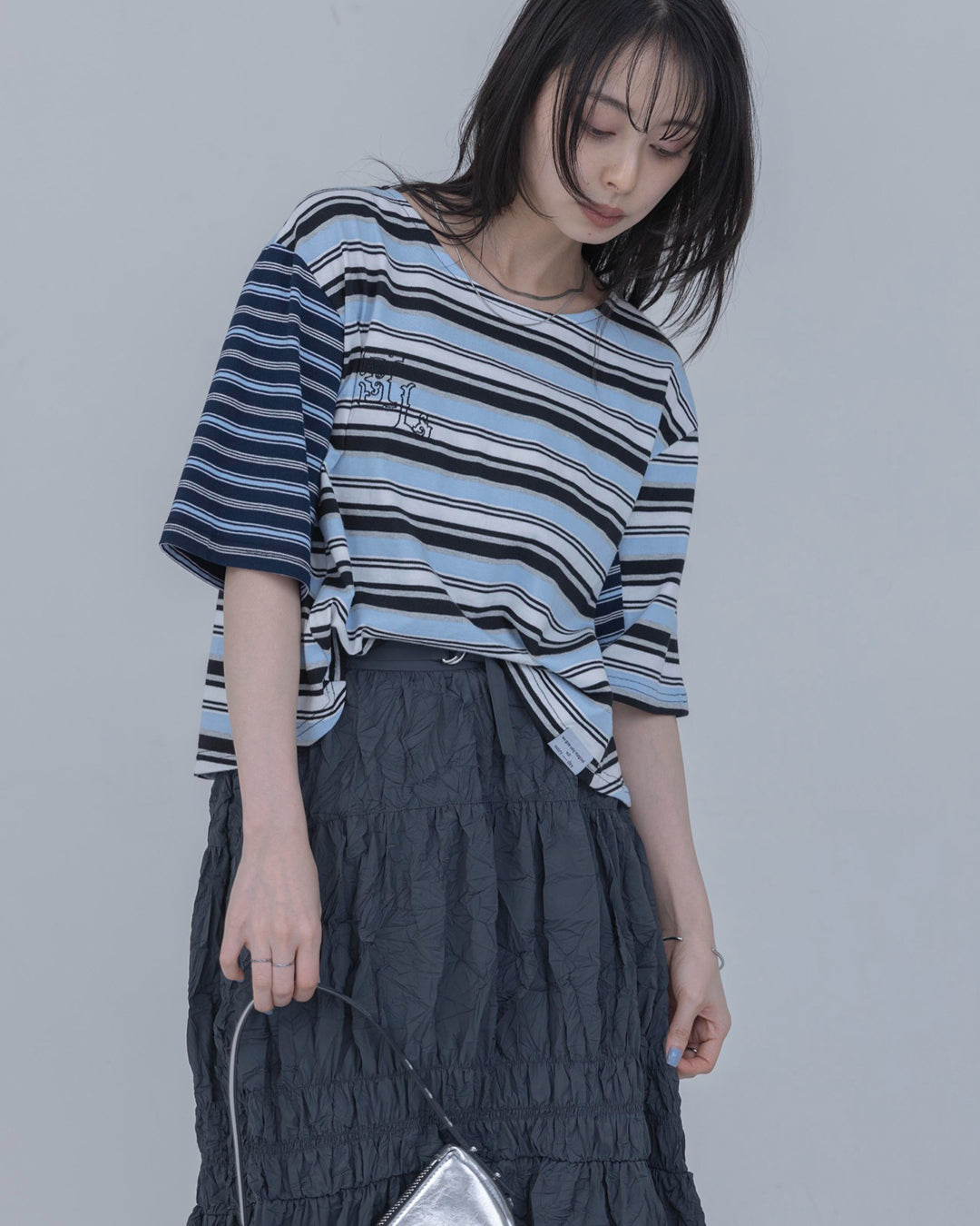Japan Brand - Border Patchwork Encropped T-Shirt (3 colors)