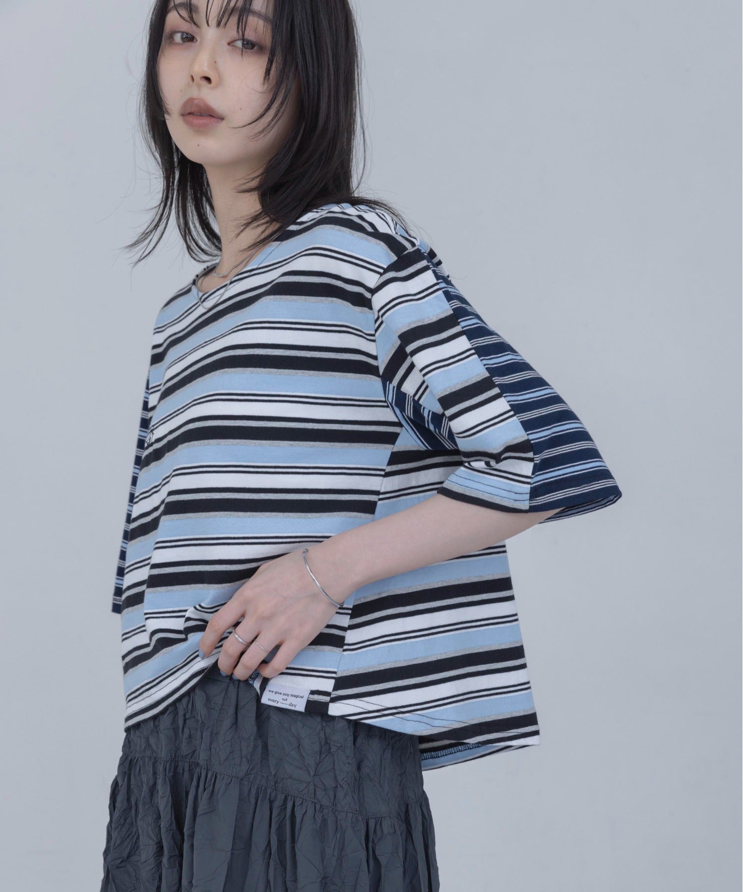 Japan Brand - Border Patchwork Encropped T-Shirt (3 colors)